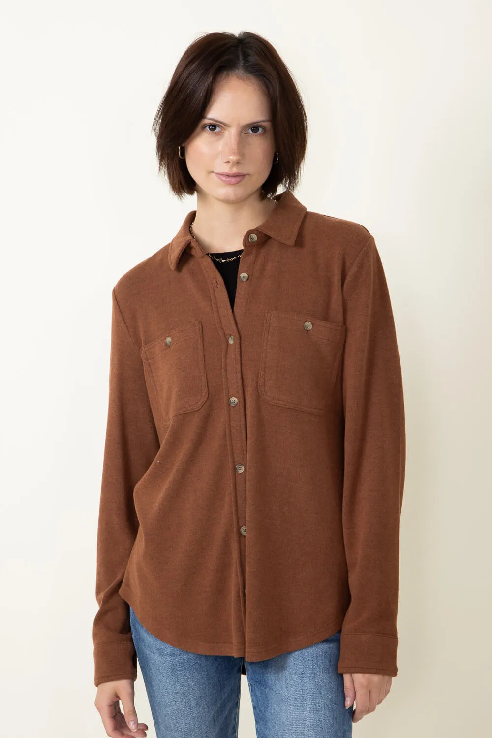 Thread & Supply Lewis Soft Luxe Button Up Shirt for Women in Heather Cognac | T1084PVXGK-HEATHERCOGNAC sold by Glik’s