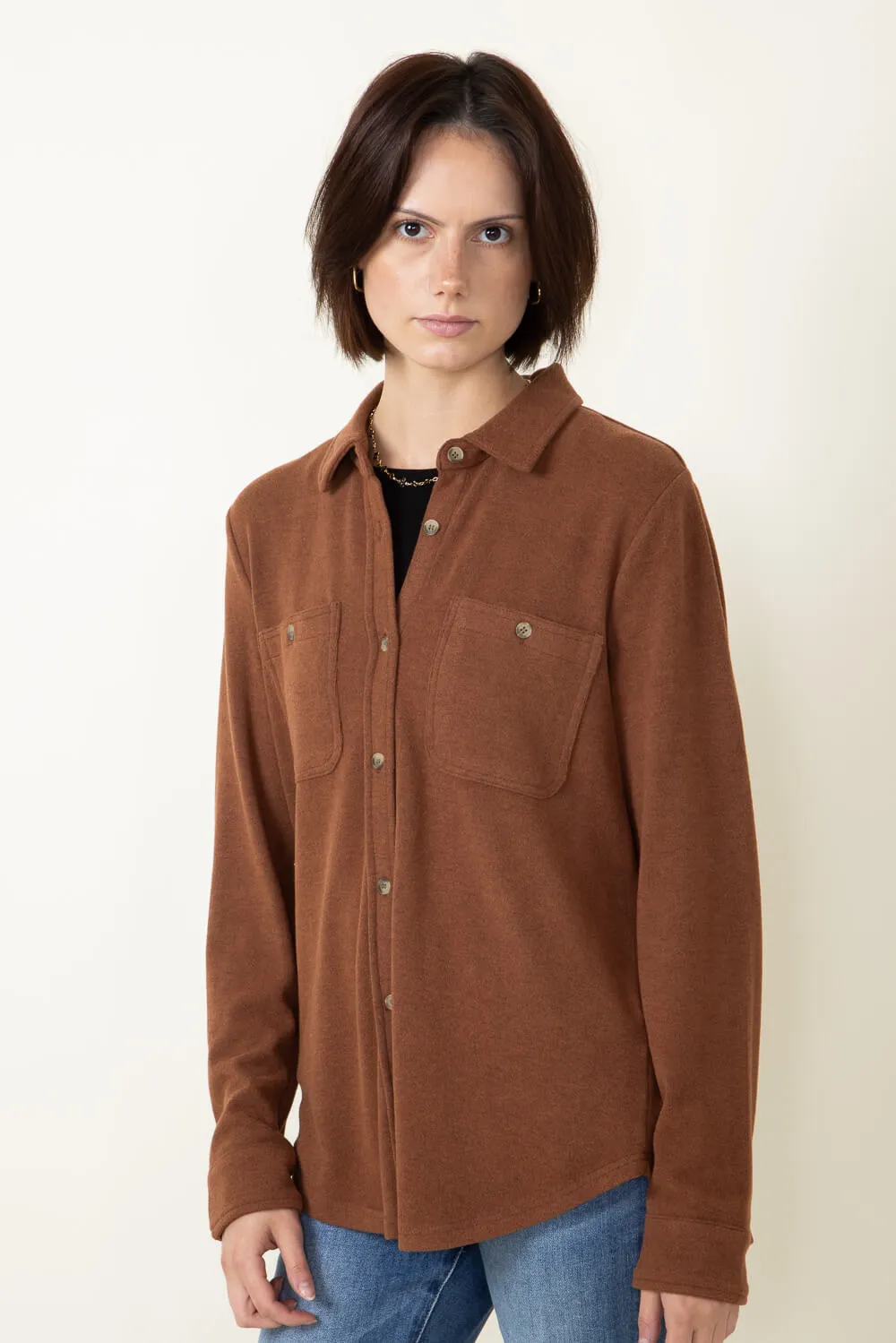 Thread & Supply Lewis Soft Luxe Button Up Shirt for Women in Heather Cognac | T1084PVXGK-HEATHERCOGNAC sold by Glik’s product image thumbnail 4