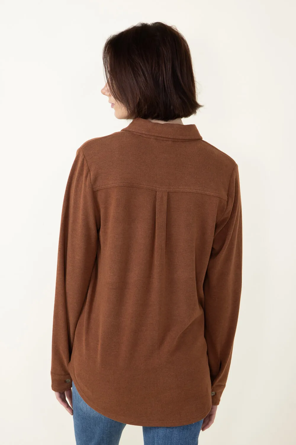 Thread & Supply Lewis Soft Luxe Button Up Shirt for Women in Heather Cognac | T1084PVXGK-HEATHERCOGNAC sold by Glik’s product image thumbnail 3