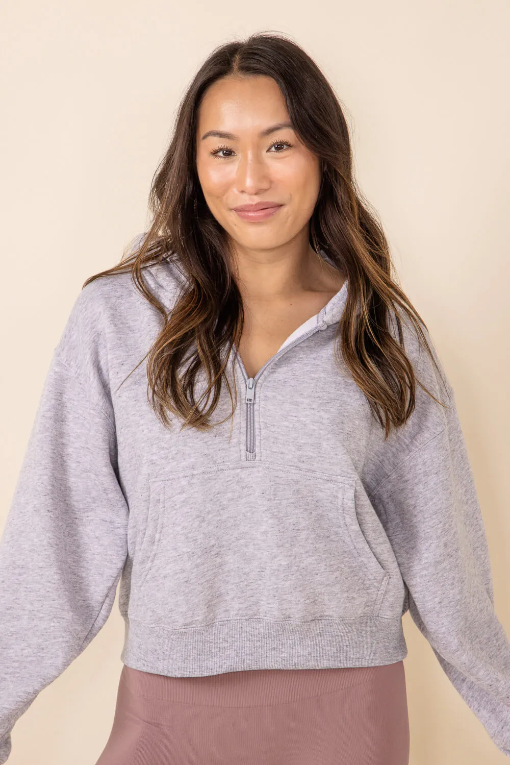 Half Zip Fleece Hoodie for Women in Heather Grey | JK350-LTGREY sold by Glik’s