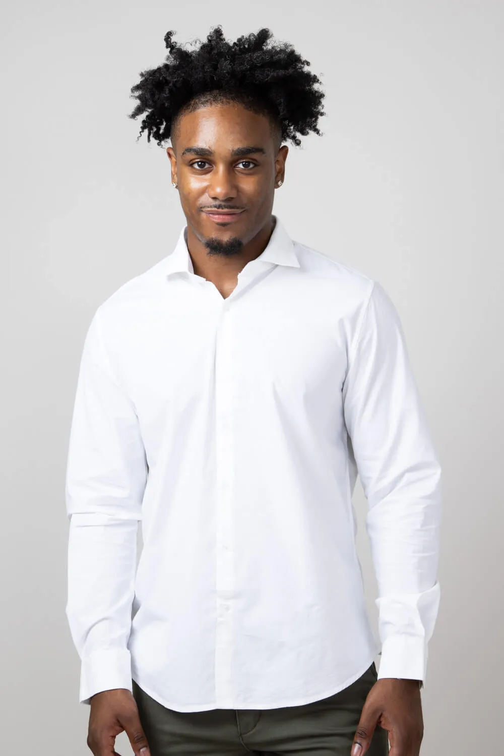 Denim & Flower Stretch Solid Shirt for Men in White | CWL-1718W sold by Glik’s