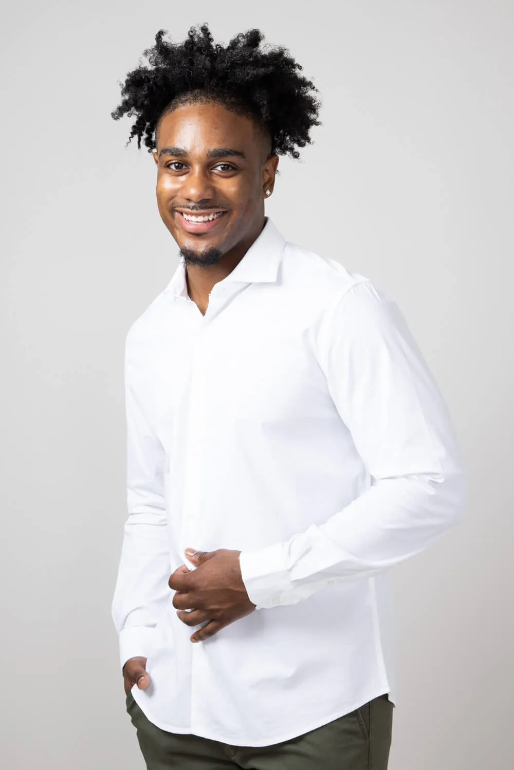 Denim & Flower Stretch Solid Shirt for Men in White | CWL-1718W sold by Glik’s product image thumbnail 2