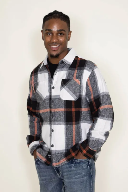 Brooklyn Cloth Heavy Flannel Shacket for Men in Black Cream | BKMD723F-BKE sold by Glik’s