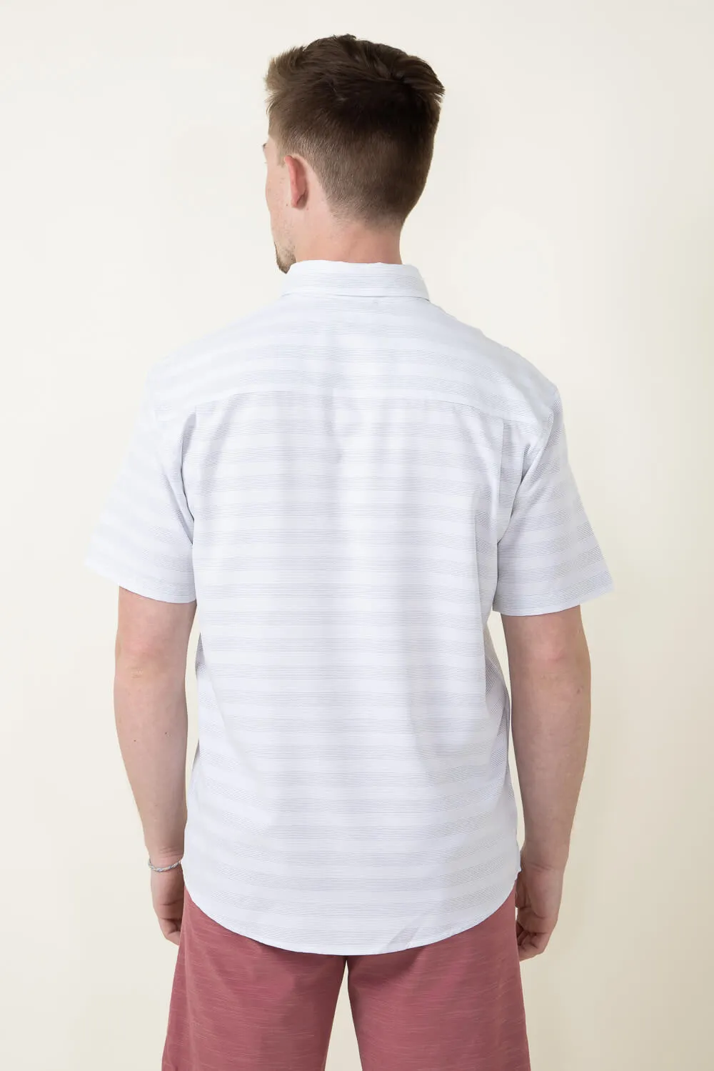 Huk Fishing Kona Cross Dye Stripe Button Down Shirt for Men in White | H1500187-100-WHITE sold by Glik’s product image thumbnail 2