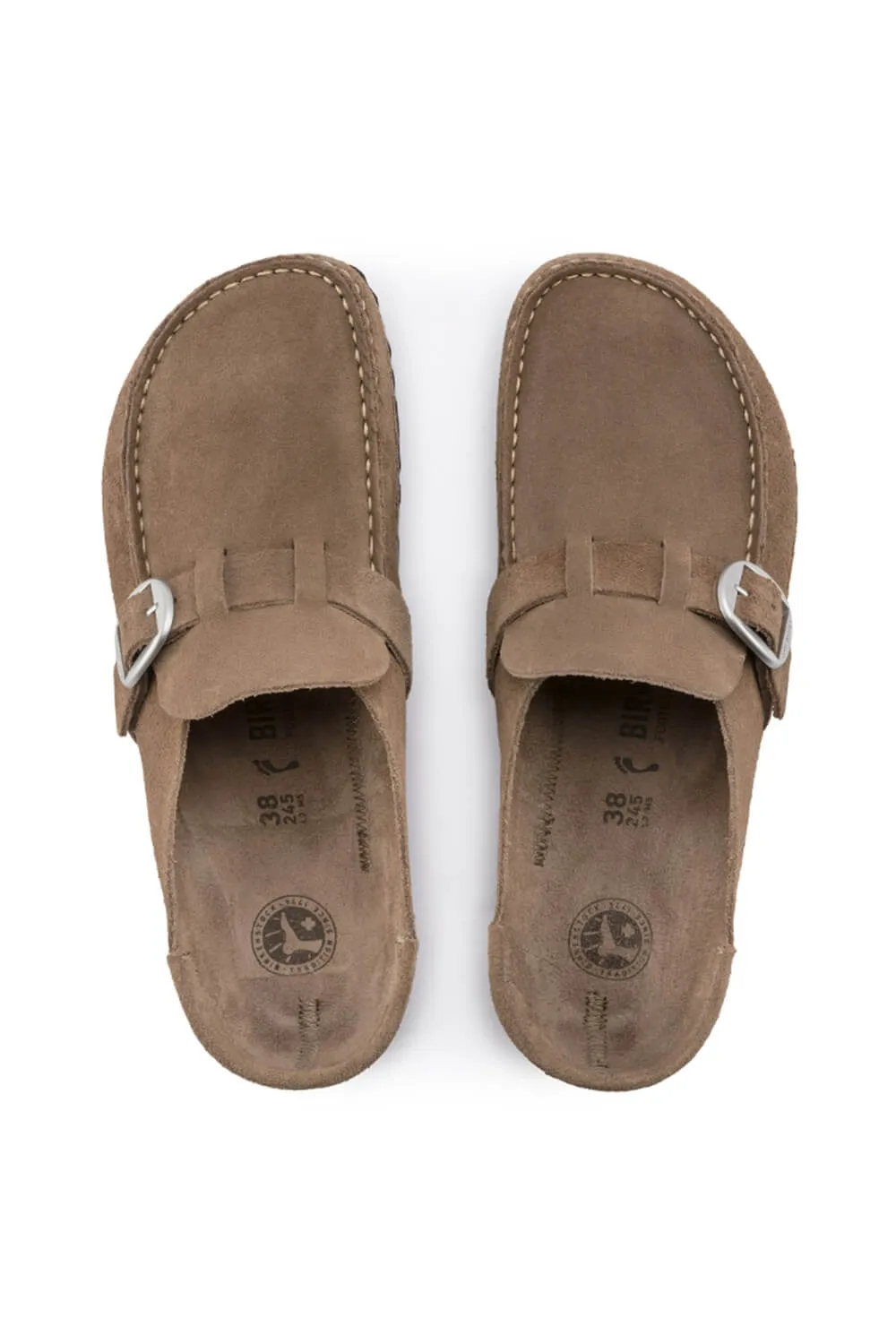 Birkenstock Buckley Suede Leather Mules for Women in Grey Taupe | 1019462 sold by Glik’s product image thumbnail 2