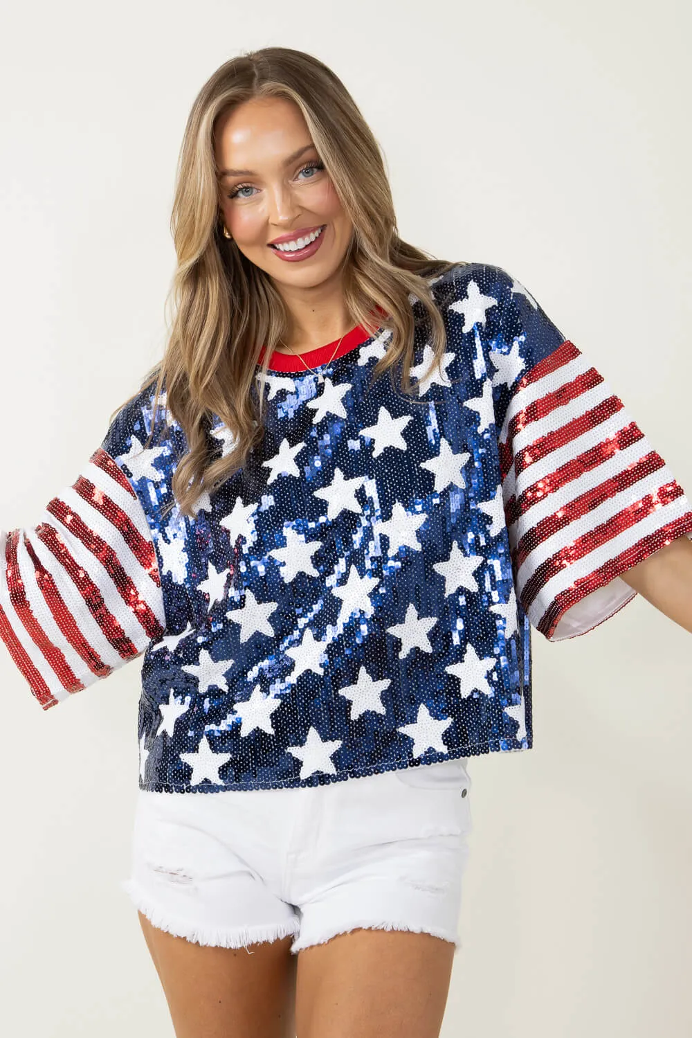 Simply Southern Sequin Top USA Shirt for Women in Red/Blue | PP-0124-TOP-SQN-USA sold by Glik’s product image thumbnail 4