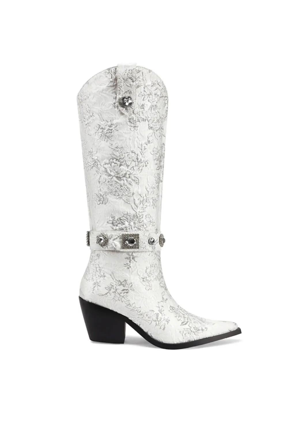 Azalea Wang Bavani Tall Floral Western Boots for Women in White | BAVANI-WHITE sold by Glik’s product image thumbnail 2