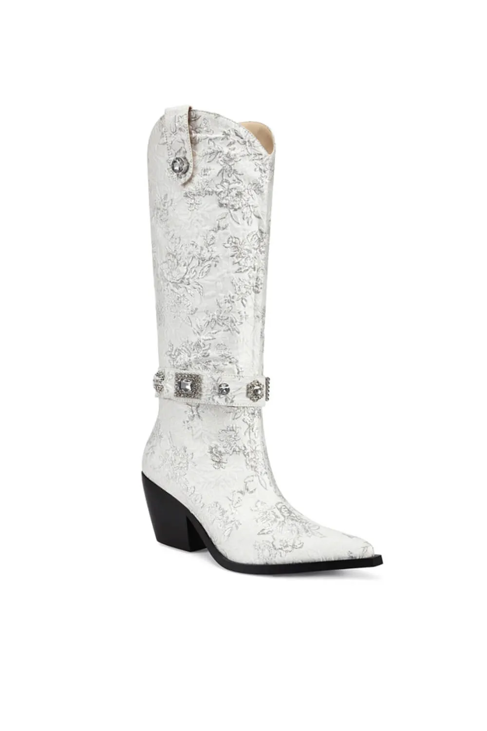 Azalea Wang Bavani Tall Floral Western Boots for Women in White | BAVANI-WHITE sold by Glik’s product image thumbnail 3