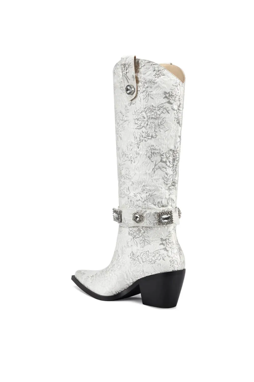 Azalea Wang Bavani Tall Floral Western Boots for Women in White | BAVANI-WHITE sold by Glik’s product image thumbnail 4