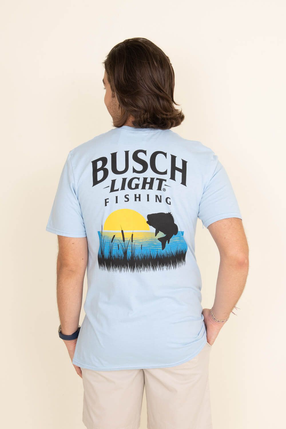 Brew City Apparel Busch Light Bass Fishing T-Shirt for Men in Baby Blue | 15846-150A sold by Glik’s