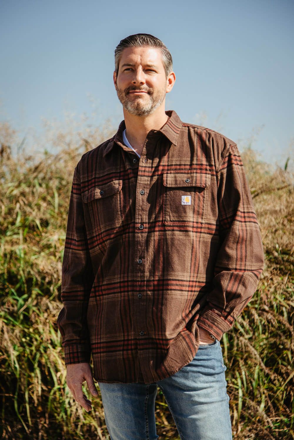 Carhartt Heavyweight Plaid Flannel for Men in Chestnut Brown | 105947-B57 sold by Glik’s