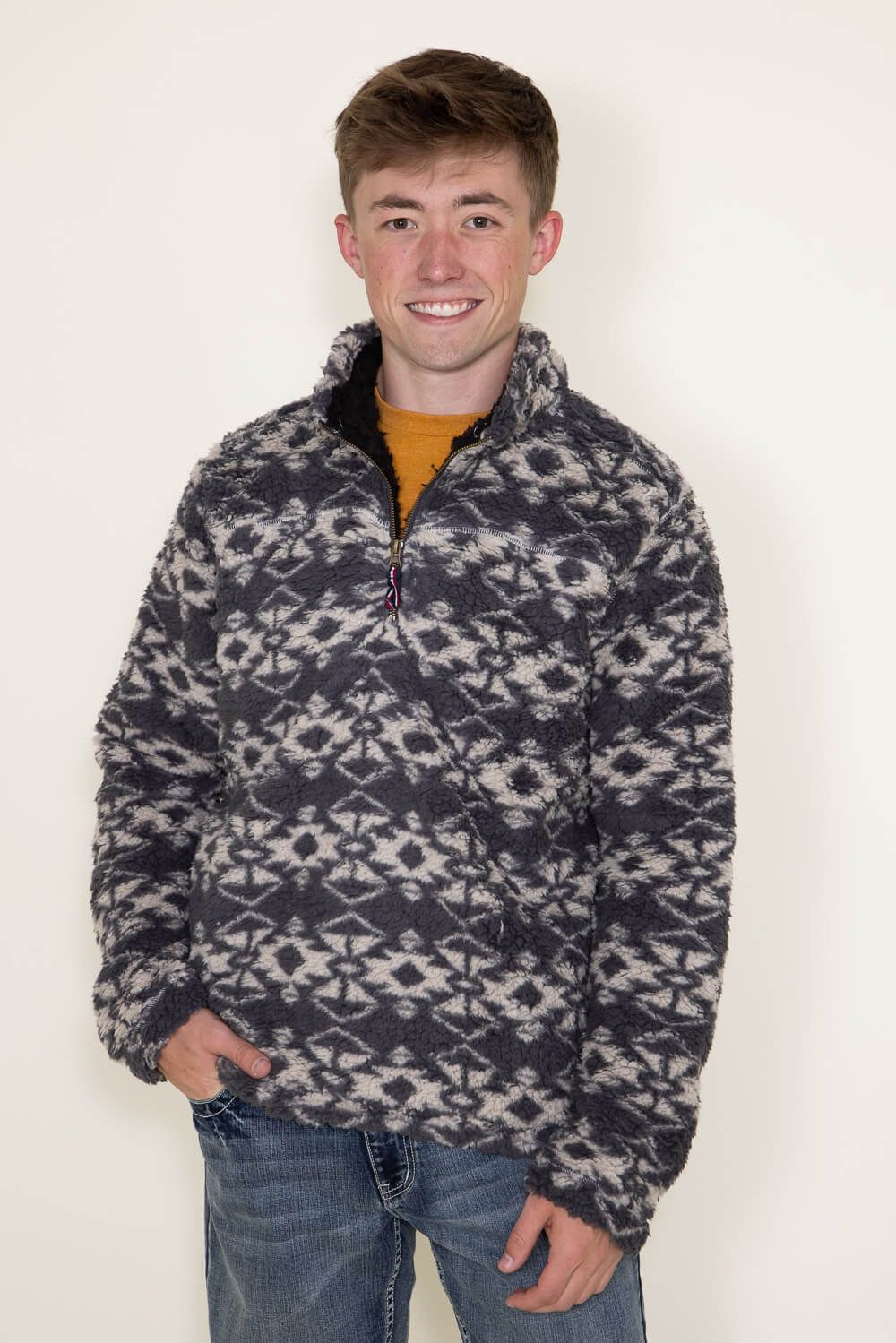 Sherpa Quarter Zip for Men in Grey | VIJ122522-GRYMULTI sold by Glik’s