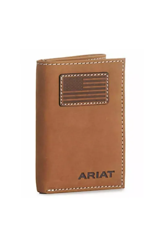 Ariat Tri-Fold Flag Embroidered Wallet in Brown | A3548444-BROWN sold by Glik’s