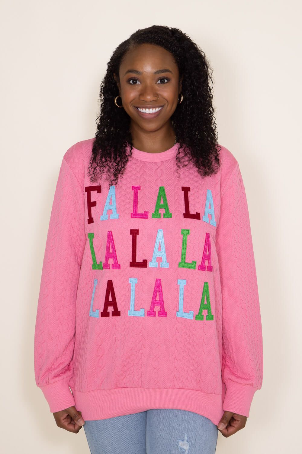 Simply Southern FA LA LA Braided Sweatshirt for Women in Pink | PP-0223-BRAID-SWTR-FALALA sold by Glik’s product image thumbnail 4