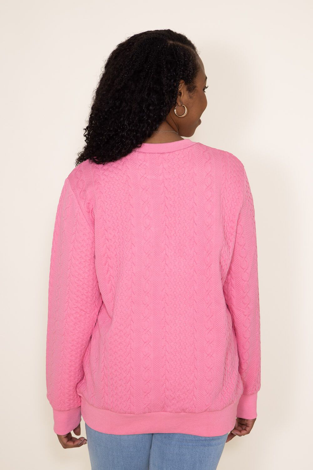 Simply Southern FA LA LA Braided Sweatshirt for Women in Pink | PP-0223-BRAID-SWTR-FALALA sold by Glik’s product image thumbnail 3