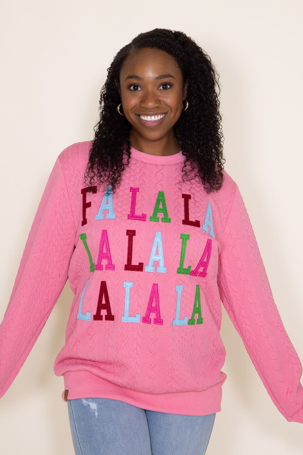 Simply Southern FA LA LA Braided Sweatshirt for Women in Pink | PP-0223-BRAID-SWTR-FALALA sold by Glik’s product image thumbnail 2
