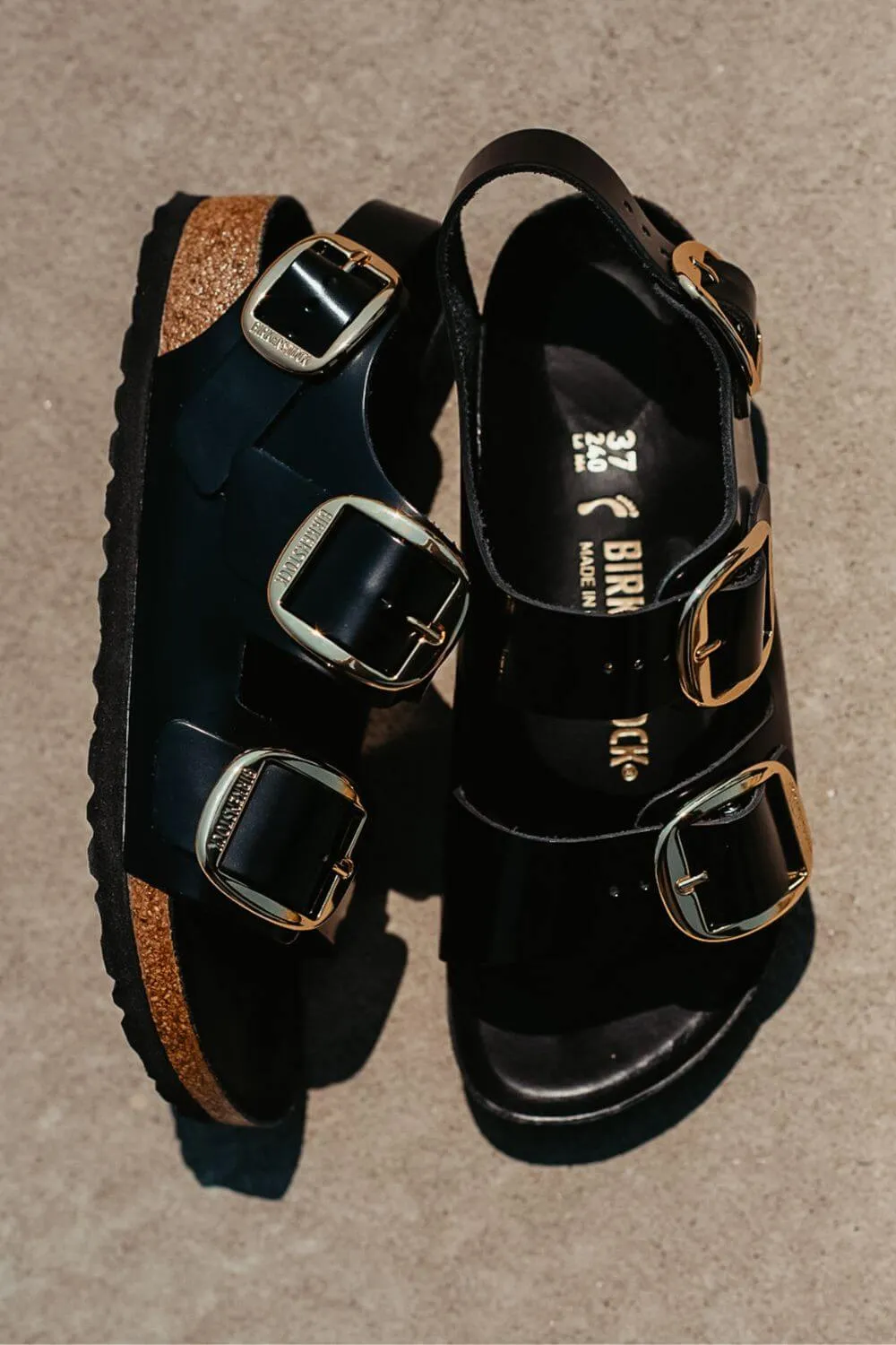 Birkenstock Milano Big Buckle Sandals for Women in High Shine Black | 1024211 sold by Glik’s