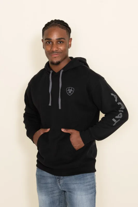 Ariat Logo Hoodie for Men in Black | 10040815-BLACK sold by Glik’s