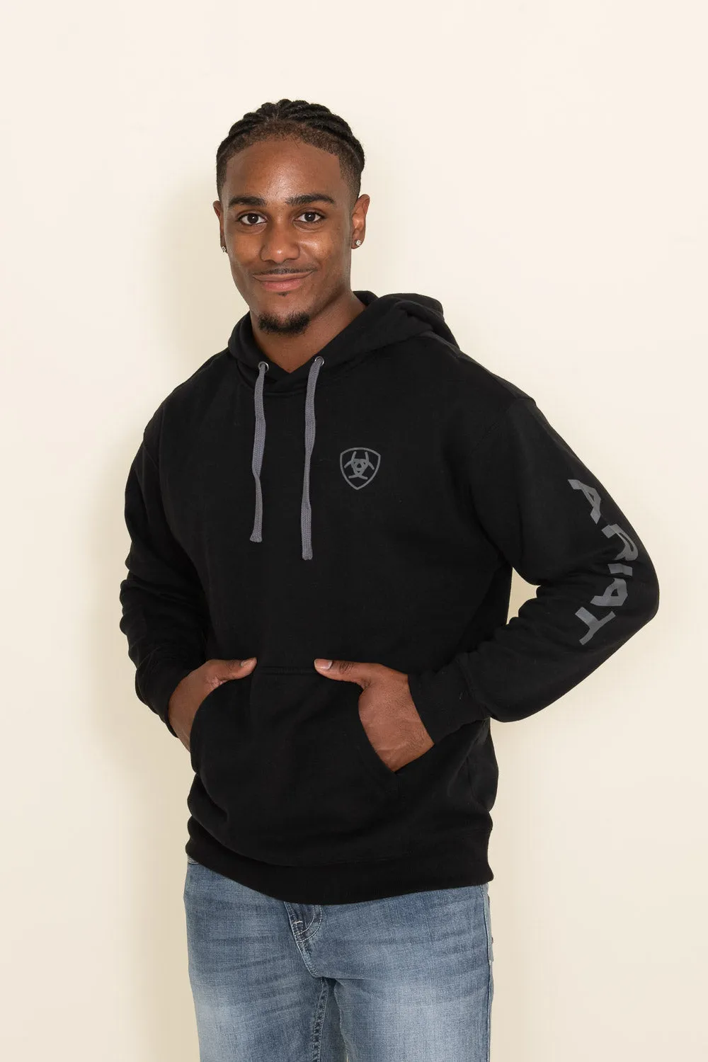 Ariat Logo Hoodie for Men in Black | 10040815-BLACK sold by Glik’s