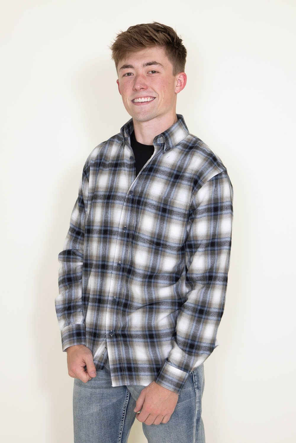 Plaid Flannel Shirt for Men in Green/Blue | FW1953-ECRUTAUPE sold by Glik’s product image thumbnail 3