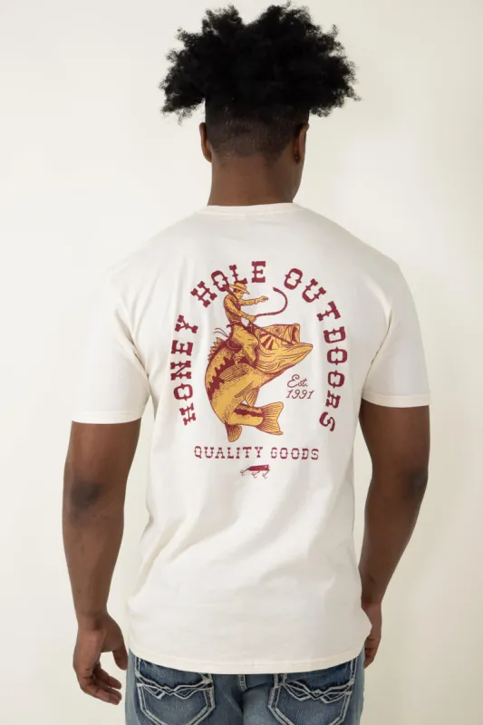 Honey Hole Bass Cowboy T Shirt for Men in Natural | SS-BC-NAT sold by Glik’s