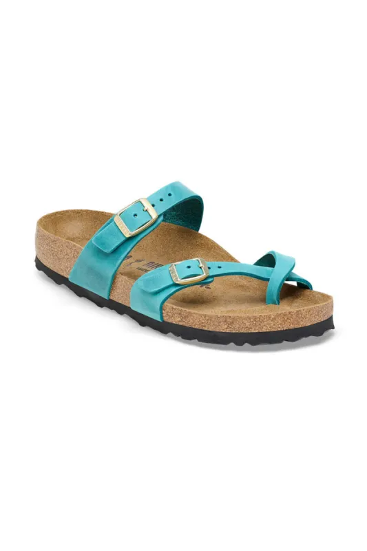 Birkenstock Mayari Oiled Leather Sandals for Women in Biscay Bay | 1026591 sold by Glik’s