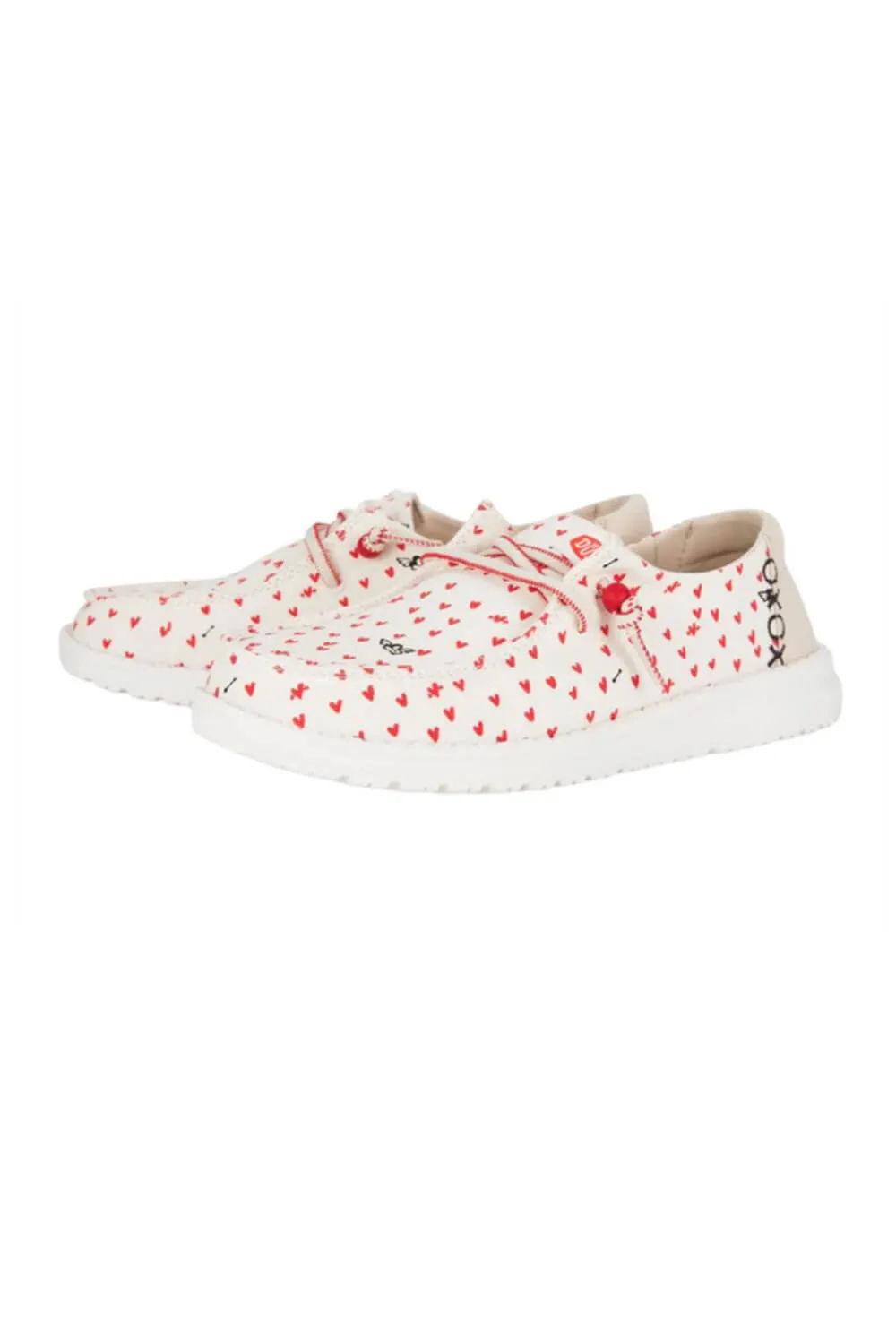HEYDUDE Women’s Wendy Hearts Shoes in White/Red | 40733-119 sold by Glik’s