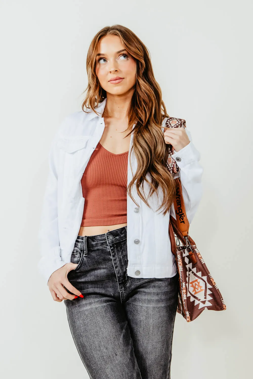 Thread & Supply Jackie Denim Jacket for Women in White | J4837LZTTS-WHITE sold by Glik’s product image thumbnail 2