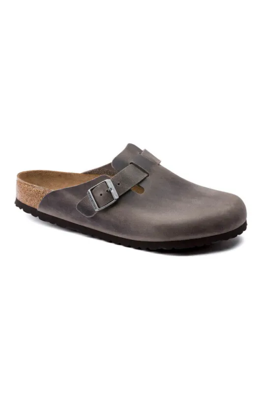 Birkenstock Boston Soft Footbed Oiled Leather Clogs for Women in Iron | 1013256 sold by Glik’s