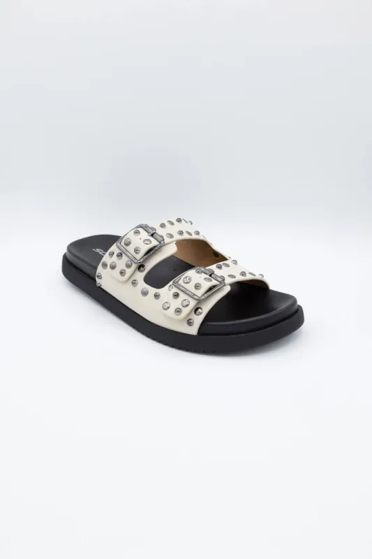 Soda Monroe Studded Slides for Women in Bone | MONROE-S BONE sold by Glik’s