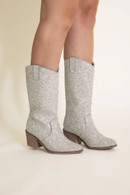 Pierre Dumas Wilder Rhinestone Cowboy Boots for Women in Silver | 89290-208 SILVER sold by Glik’s