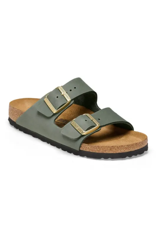 Birkenstock Arizona Nubuck Leather Sandals for Women in Thyme | 1025762 sold by Glik’s