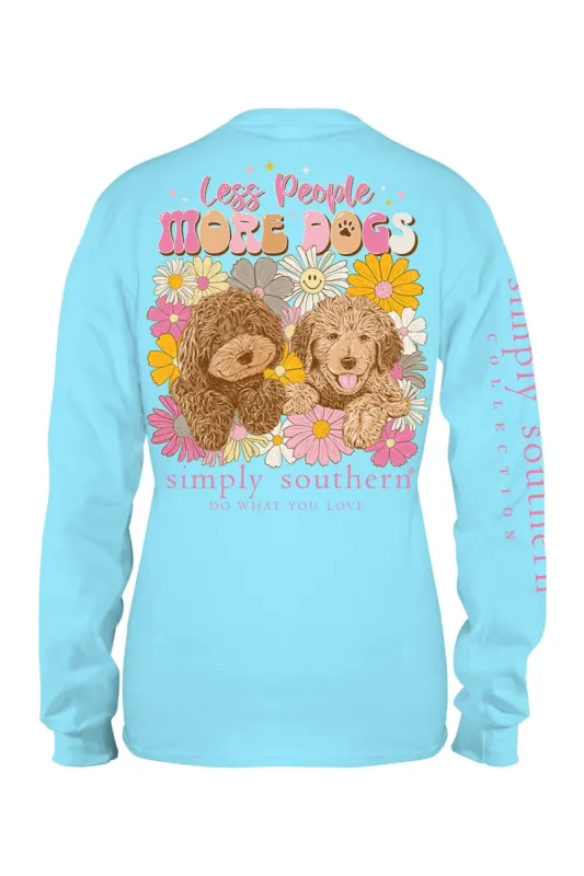 Simply Southern Plus Size Long Sleeve More Dogs T-Shirt for Women in Pool | EXT-LS-MOREDOGS-POOL sold by Glik’s