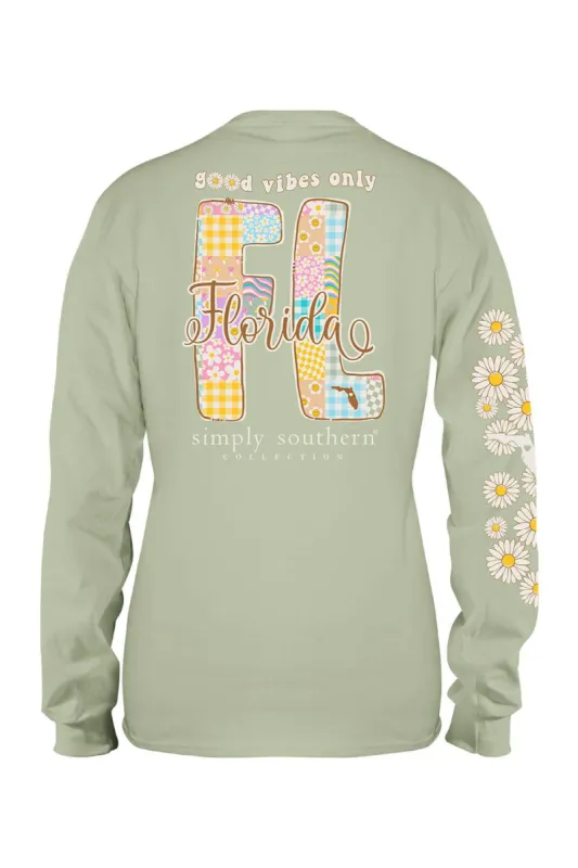 Simply Southern Plus Size Long Sleeve Florida T-Shirt for Women in Sage | EXT-LS-STATE-FL-SAGE sold by Glik’s