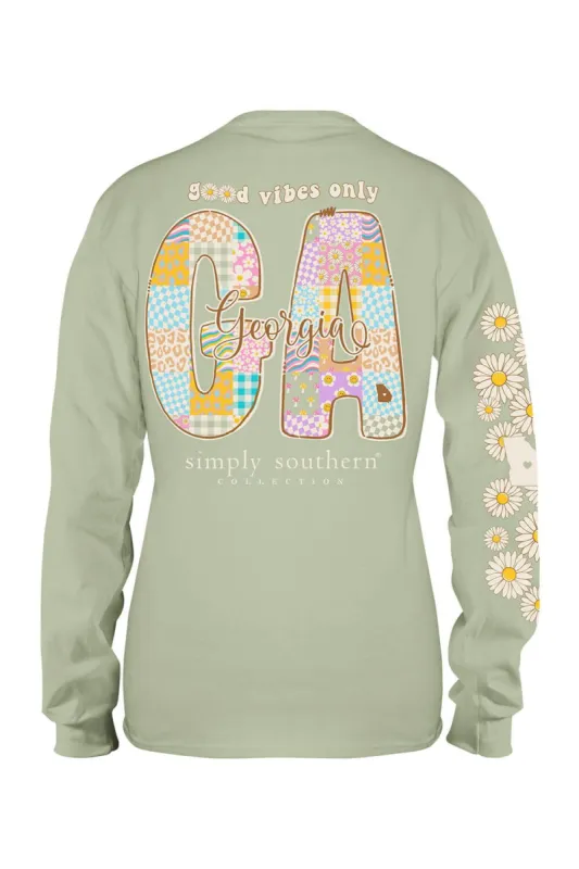 Simply Southern Youth Long Sleeve Georgia T-Shirt for Girls in Sage | YTH-LS-STATE-GA-SAGE sold by Glik’s