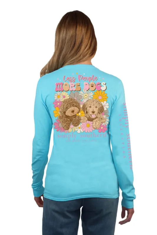 Simply Southern Long Sleeve More Dogs T-Shirt for Women in Pool | LS-MOREDOGS-POOL sold by Glik’s