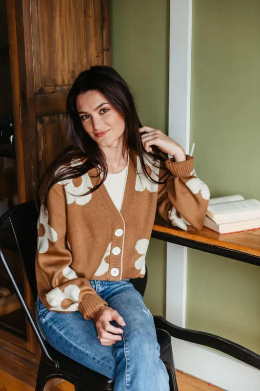 Simply Southern Flowers Cropped Cardigan for Women in Brown | PP-0223-CROP-CARDI-FLWR sold by Glik’s