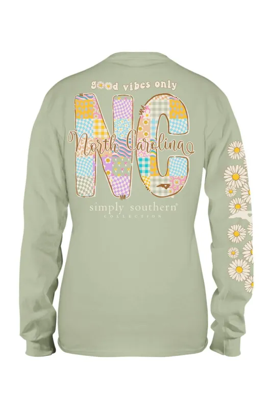 Simply Southern Plus Size Long Sleeve North Carolina T-Shirt for Women in Sage | EXT-LS-STATE-NC-SAGE sold by Glik’s
