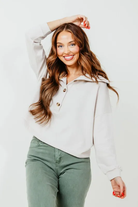 Illa Illa Oversized Collar Top for Women in Seashell | T5073-SEASHELL made by ILLA ILLA