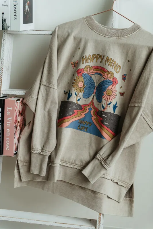 Simply Southern Happy Mind Distressed Pullover for Women in Cream | PP-0223-DSTRSSED-PULL-HAPPY sold by Glik’s