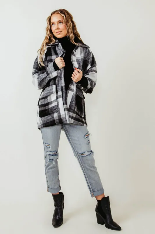 Hyfve Plaid Shacket for Women in Black | HF23G228-BLACK sold by Glik’s