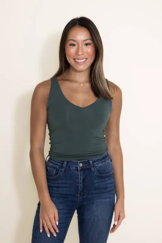 Basic Slim Stretch Tank Top for Women in Green | 18363-LEAF sold by Glik’s