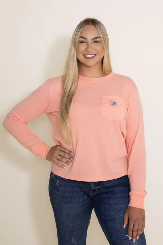 Carhartt Lightweight Pocket Long Sleeve T-Shirt for Women in Sun Bloom | 106121-Q69 sold by Glik’s