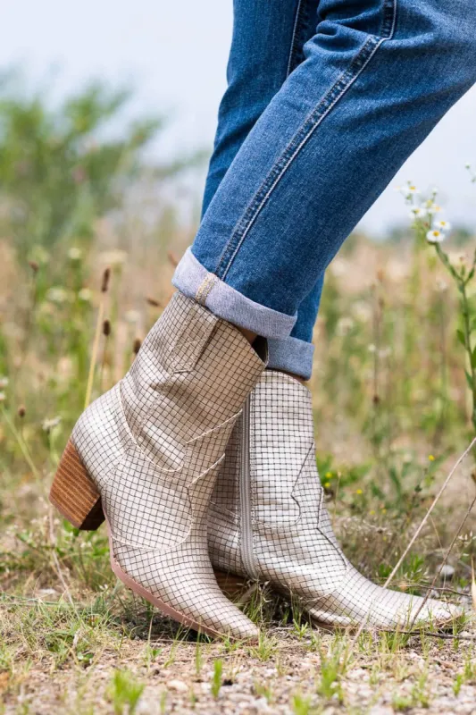 Coconuts by Matisse Bambi Cowboy Boots for Women in Gold | BAMBI-GOLD WEAVE sold by Glik’s
