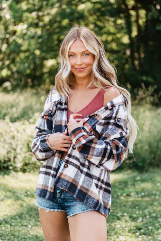 Plaid Oversized Shacket for Women in Taupe | NJ5727-TPE sold by Glik’s
