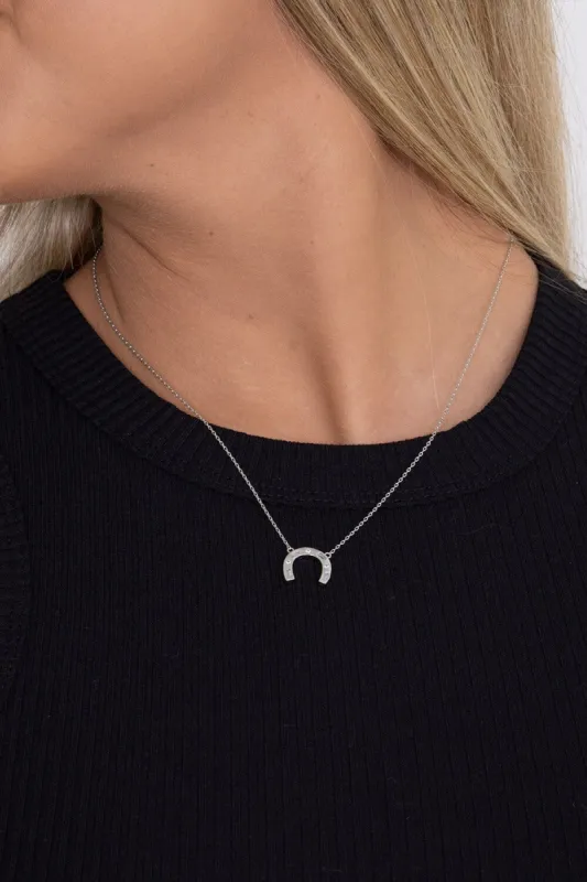 Horseshoe Silver Pendant Necklace | INC047-RHCRY sold by Glik’s