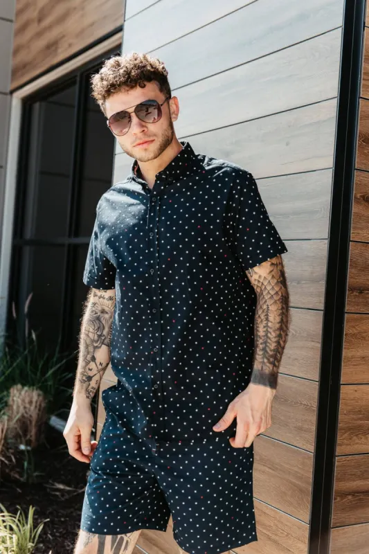 Denim & Flower USA Stars Woven Shirt for Men in Navy | CWS-1975-NAVY sold by Glik’s