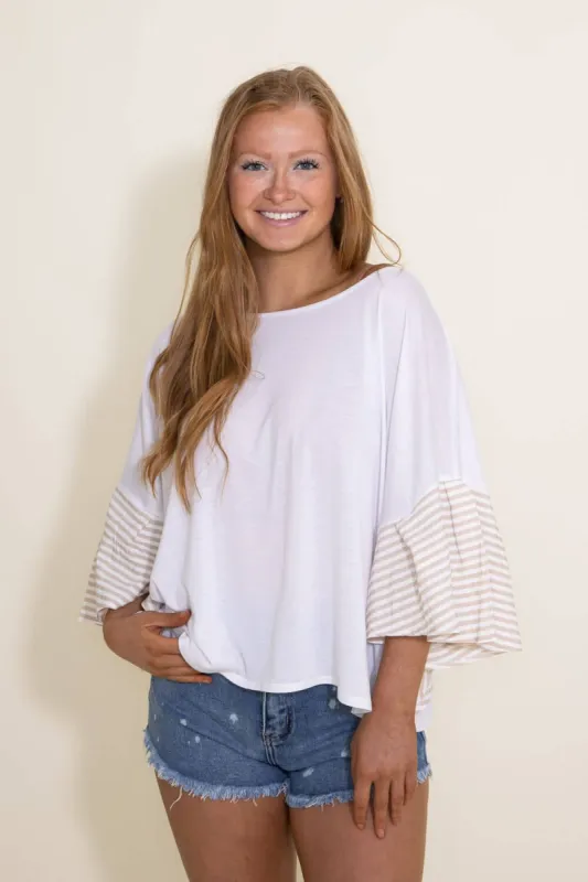 Ruffle Sleeve Cover Up Top for Women in Beige | SBT-2191-BEIGE sold by Glik’s