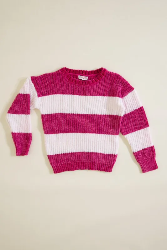 Youth Rugby Striped Sweater for Girls in Magenta | 99450JK-MAG sold by Glik’s