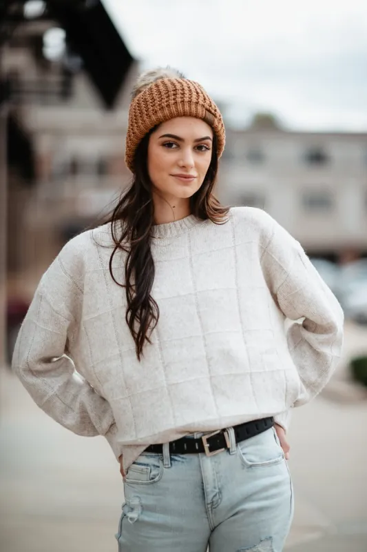 C.C Beanie Waffle Stitch Pom Beanie for Women in Brown | HAT2071-TOASTALMOND sold by Glik’s